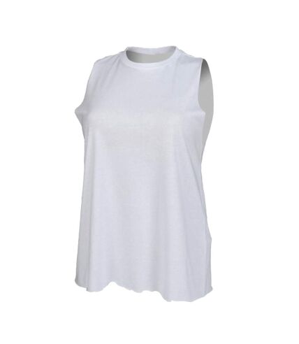 Womens/ladies high neck sleeveless vest / top white SF