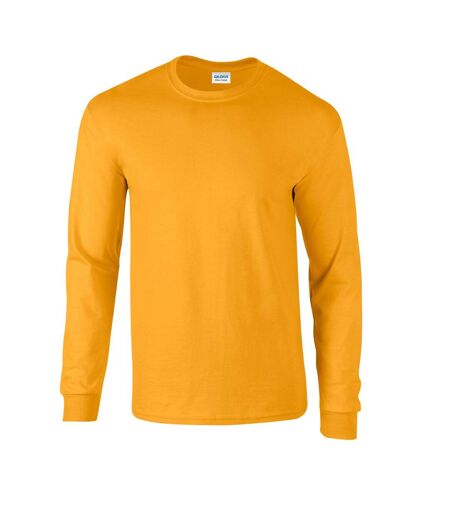 Unisex adult ultra cotton long-sleeved t-shirt gold Gildan