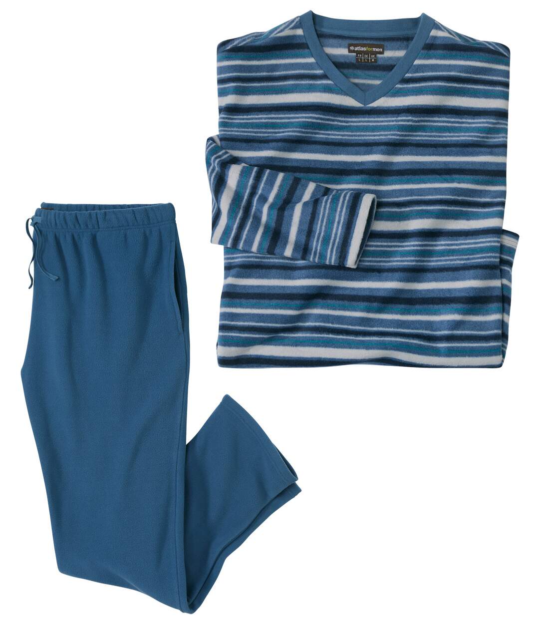 Men's Blue Striped Microfleece Pyjamas-1