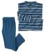 Men's Striped Microfleece Pyjamas - Blue