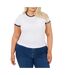 T-shirt Motif/style Détail Contrasté Femme Blanc Bleu Marine Brave Soul-2