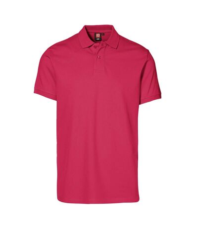 ID Mens Short Sleeve Pique Stretch Polo Shirt (Cerise) - UTID387