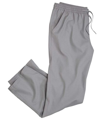 Men's Grey Casual Trousers with Elasticated Waist