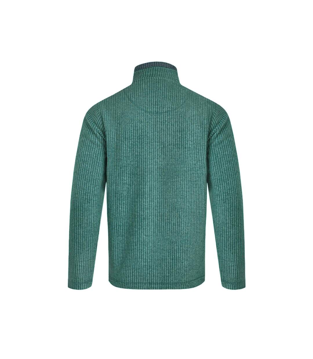 Mens newark grid eco friendly quarter zip fleece top leaf green Weird Fish-2