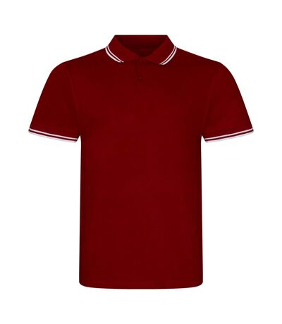 AWDis Mens Stretch Tipped Polo Shirt (Red/ White)
