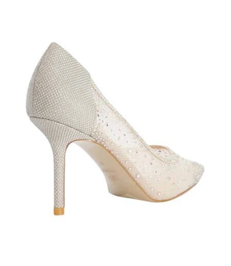 Womens/ladies Bejewells Embellished Stiletto Heel Court Shoes Gold Dune London