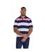 Mens Irregular Stripe Jersey Rugby Polo Shirt Navy White Pink Raging Bull-2