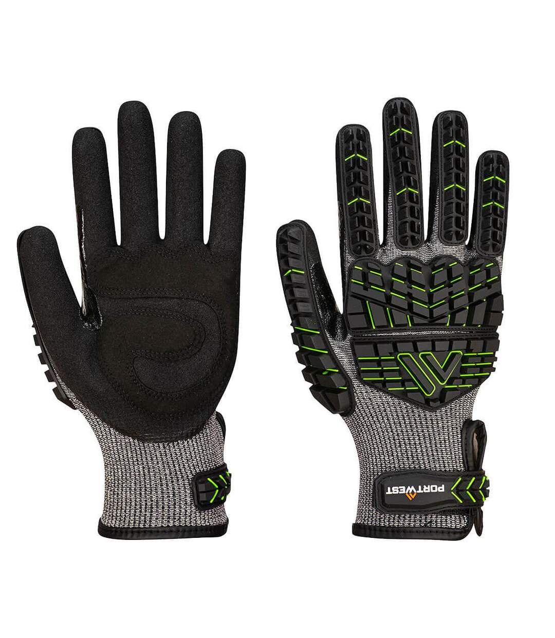 Unisex adult a755 vhr15 impact resistant nitrile grip gloves s black/green Portwest-1