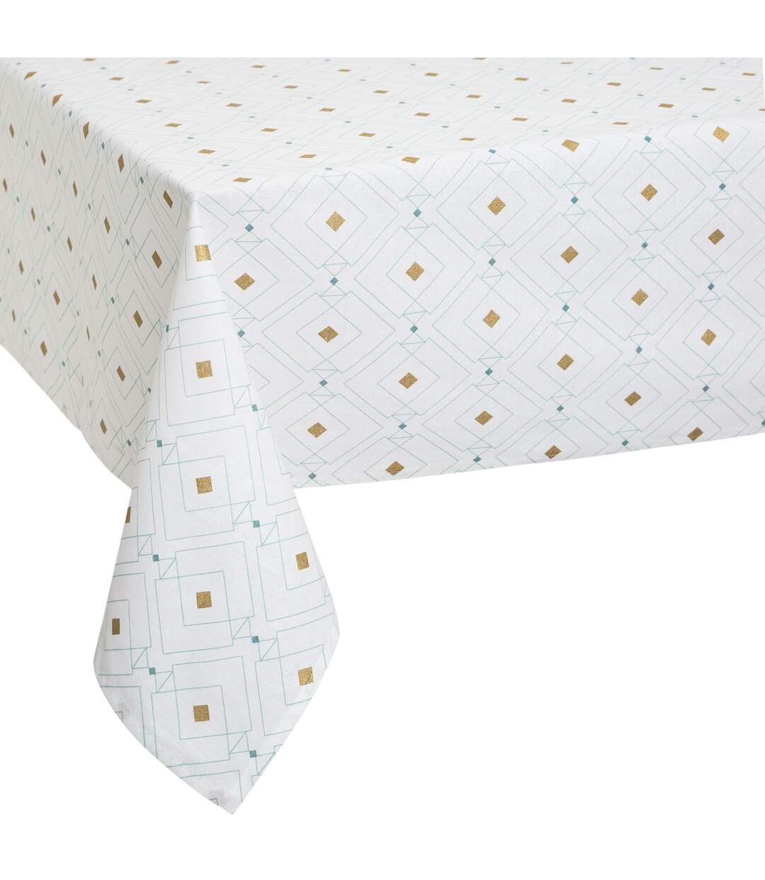 Nappe en coton design Géom - L. 240 x l. 140 cm - Blanc