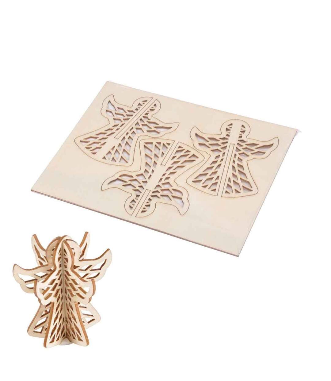 Puzzle 3D à Personnaliser Ange de Noël 9cm Naturel-1