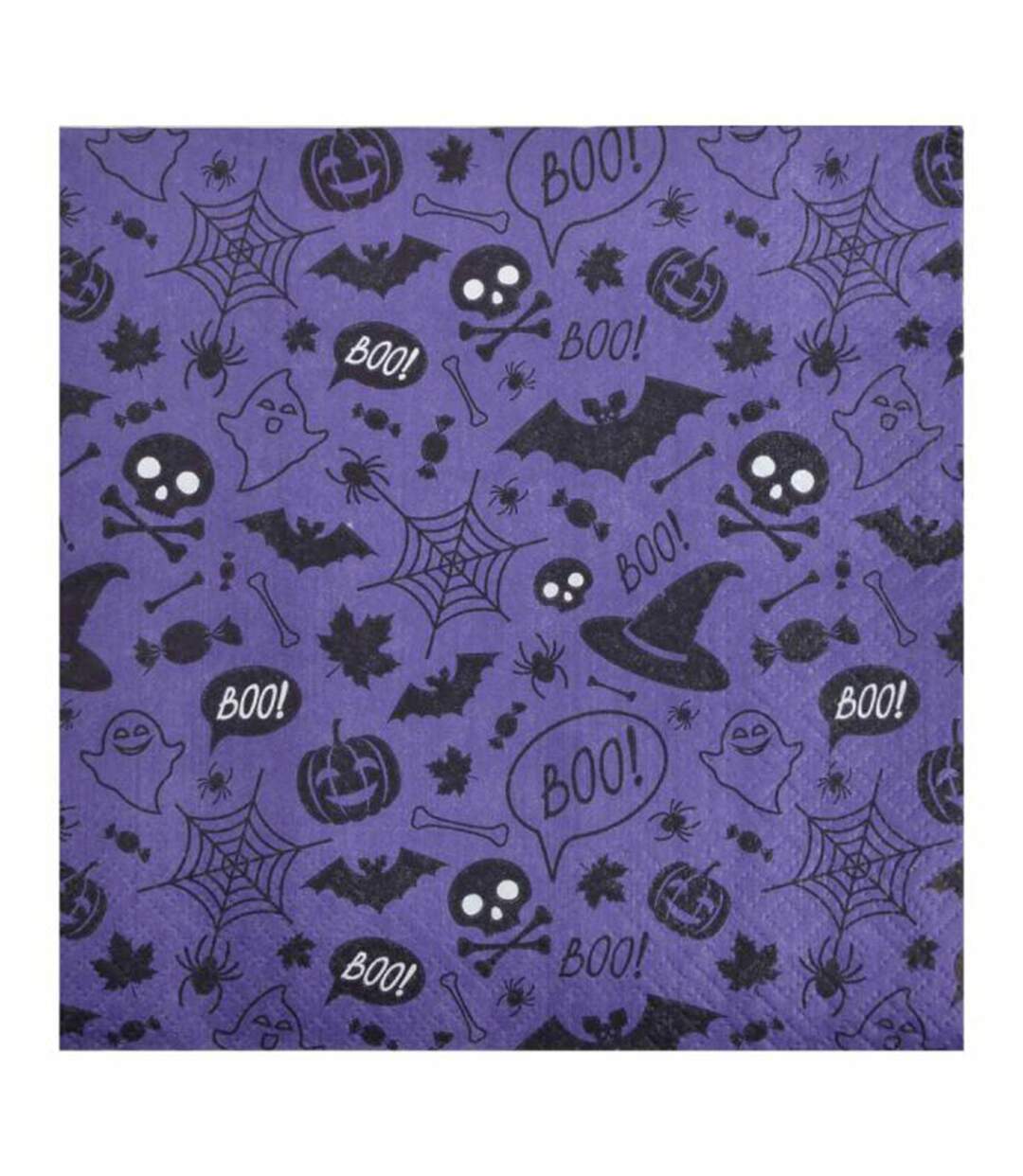 Lot de 20 Serviettes en Papier Halloween 33x33cm Violet-1