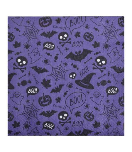 Lot de 20 Serviettes en Papier Halloween 33x33cm Violet