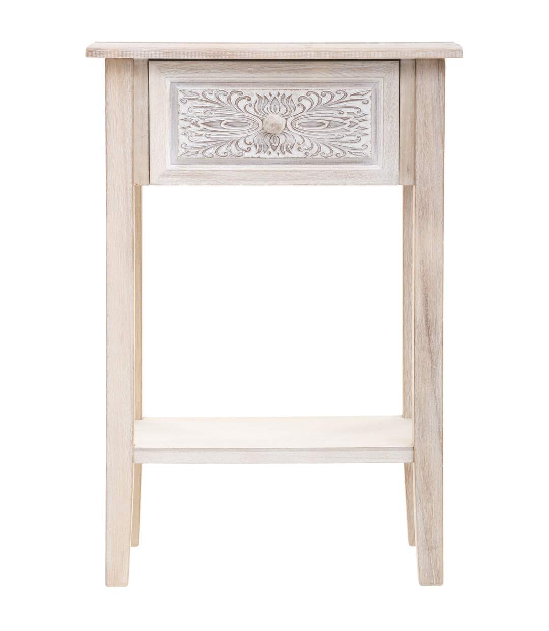 Table de chevet Hina 1 tiroir - Hauteur 67,5 cm - Bois blanchi-2