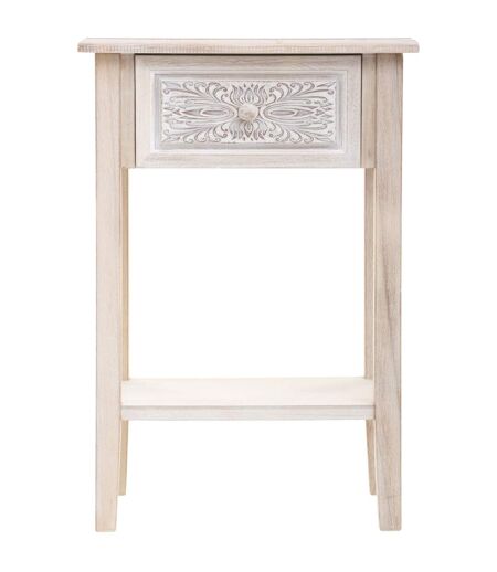 Table de chevet Hina 1 tiroir - Hauteur 67,5 cm - Bois blanchi