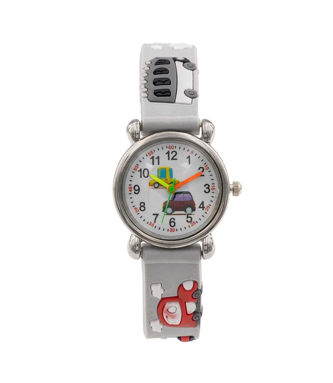 Montre pour Enfant Unisexe en Silicone Voiture Gris