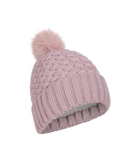 Womens/ladies lisbon pom pom borg lined beanie lilac Mountain Warehouse