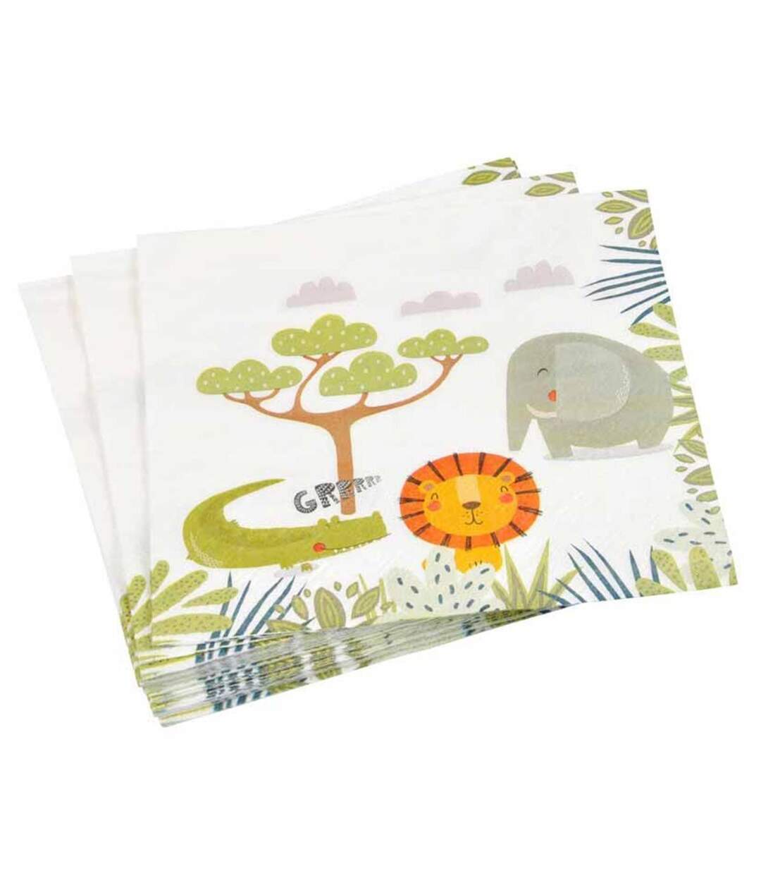 Lot de 20 Serviettes en Papier Savane 33x33cm Blanc-1