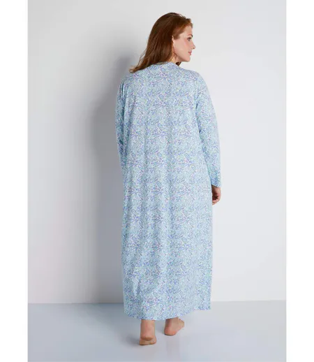 Chemise de nuit longue imprimée coton