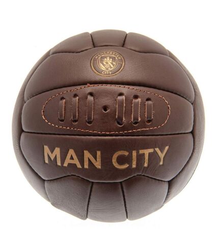 Manchester City FC Retro Leather Heritage Soccer Ball (Brown) (One Size) - UTTA4709