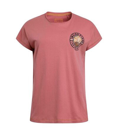 Womens/ladies sunset summit graphic back print t-shirt rosewood Weird Fish