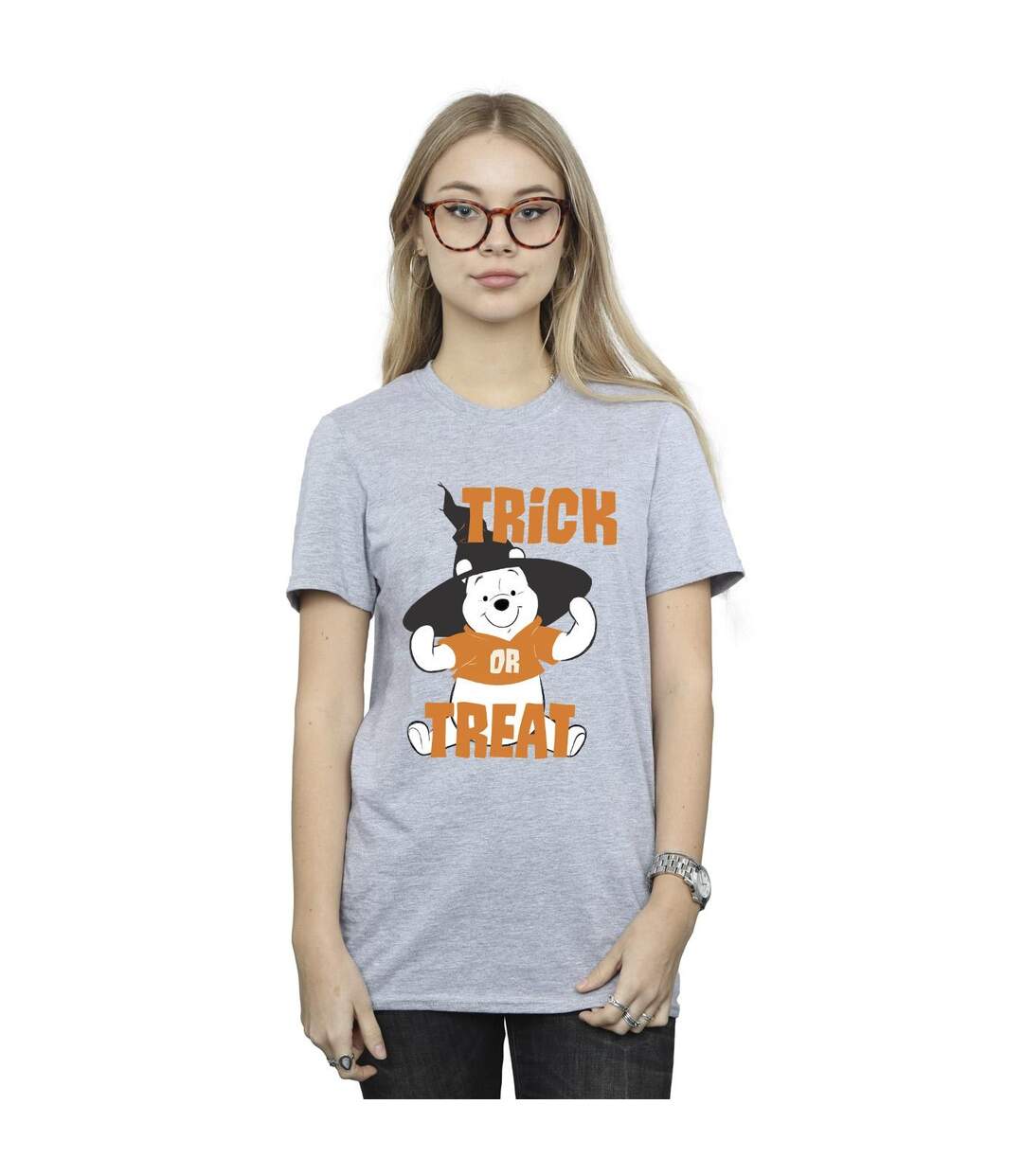 Disney Womens/Ladies Winnie The Pooh Trick Or Treat Cotton Boyfriend T-Shirt (Gris sportif) - UTBI47449-2