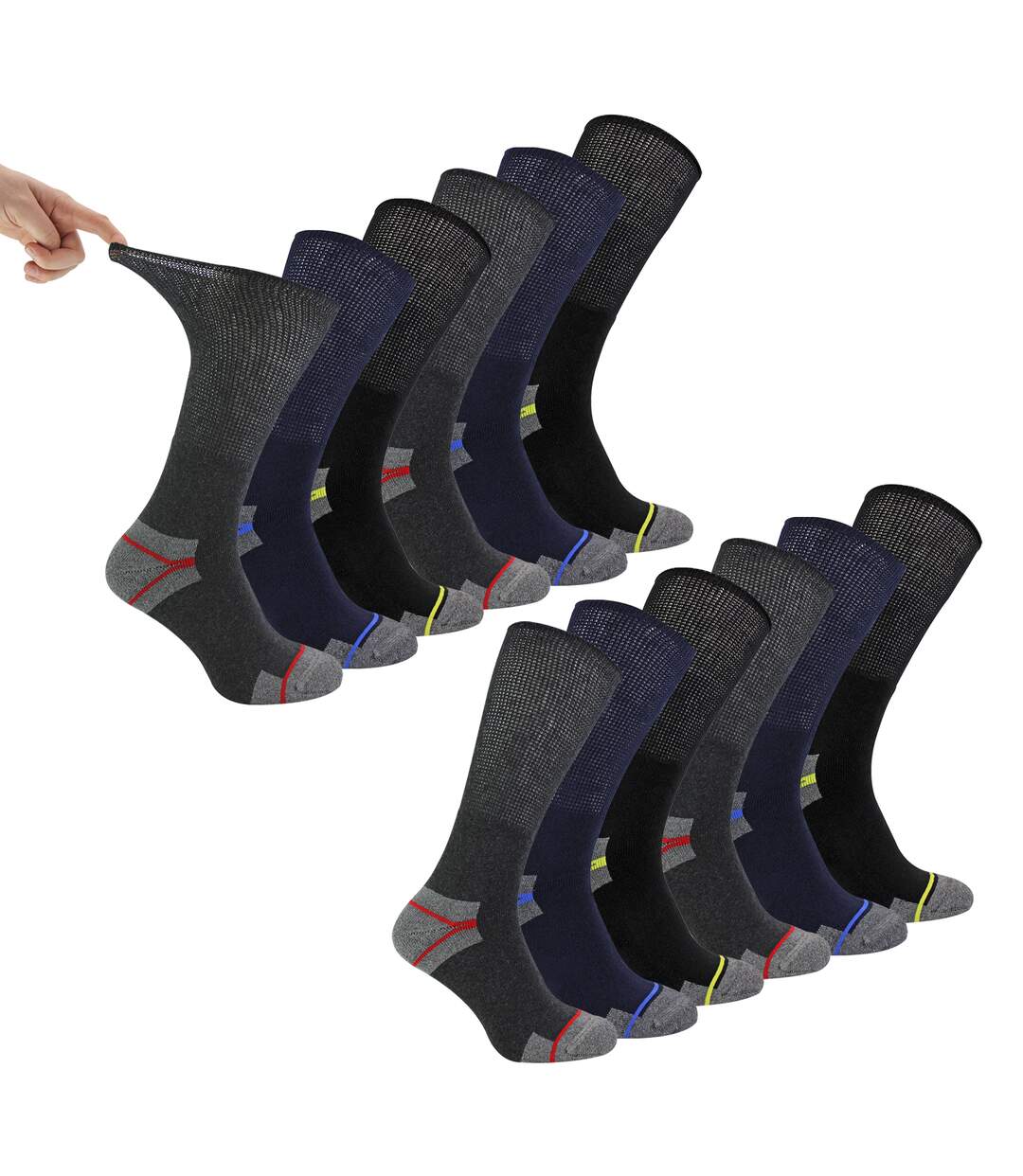 Multipack Mens Diabetic Work Socks | Non Elastic Breathable Diabetic Socks-1