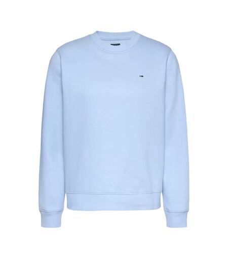 Sweat bleu clair femme tommy hilfiger flag crew - l