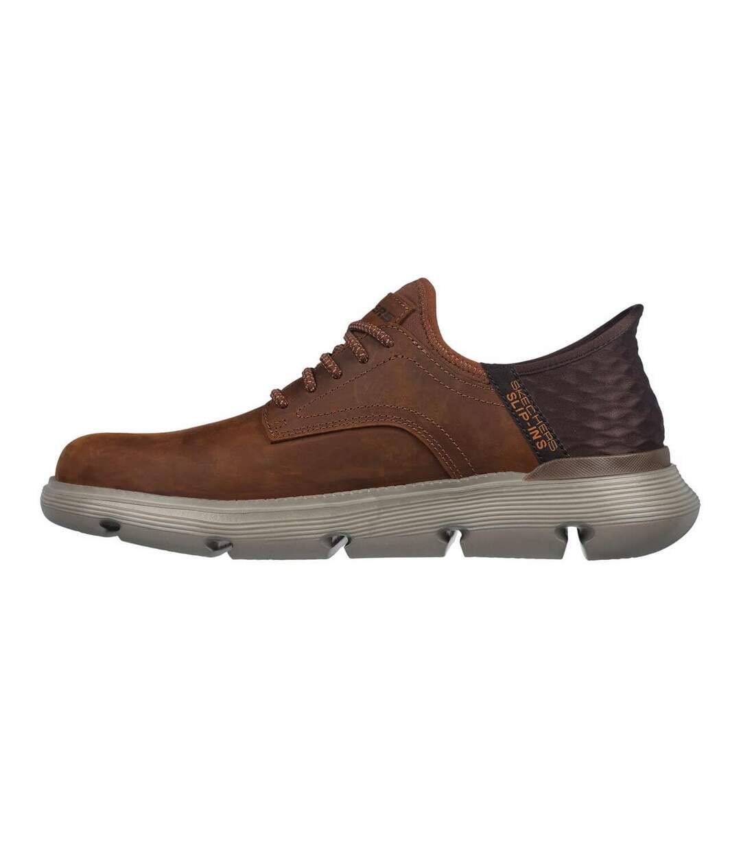 Mens Garza Gervin Leather Oxford Shoes Dark Brown Skechers-2