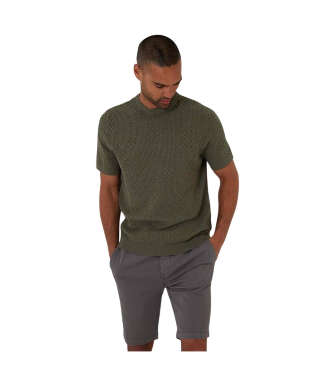 T-shirt Motif/style Texturé Homme Kaki Threadbare-1