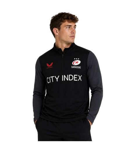 Mens Saracens Fleece Track Top Caviar Ebony Castore