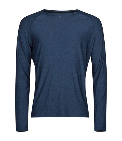 Tee Jays Mens CoolDry Long-Sleeved Crop T-Shirt (Navy Melange)