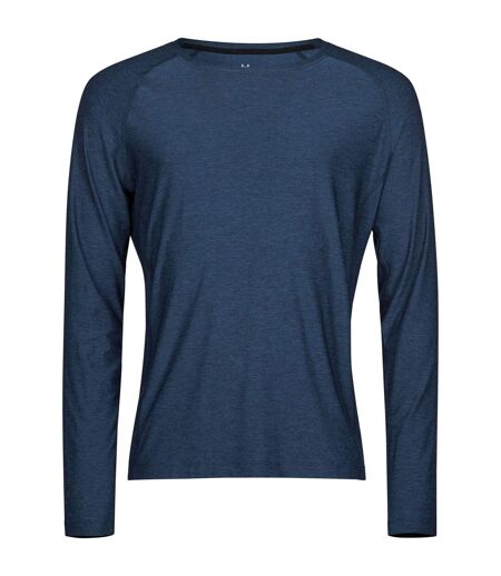 Tee Jays Mens CoolDry Long-Sleeved Crop T-Shirt (Navy Melange)