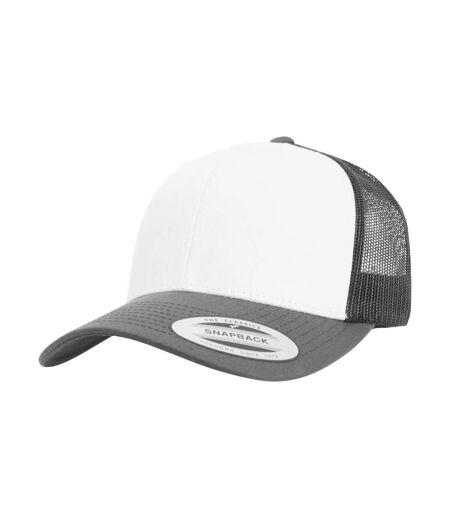 Casquette Trucker Retro Gris Foncé Blanc Flexfit