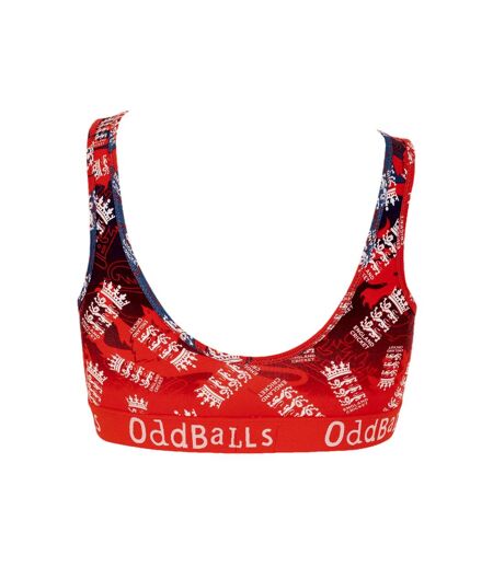 OddBalls Womens/Ladies England Cricket IT20 Bralette (White/Red) - UTOB204