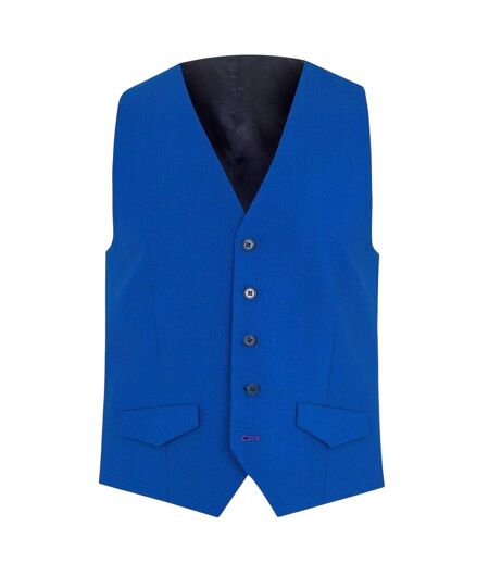 Mens Wool Blend Slim Waistcoat Bright Blue Without Prejudice