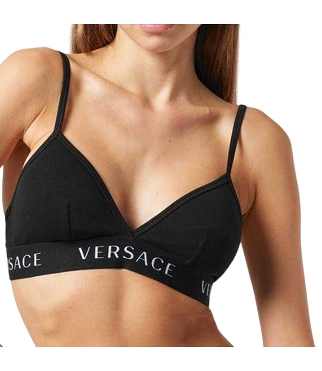 Womens/ladies Essentials Triangle Cups Bra Black Versace-4