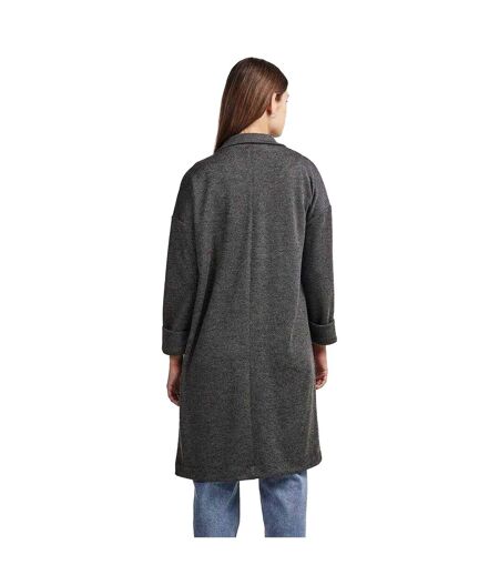 Womens/ladies Notch Neck Relaxed Fit Coat Dark Grey Pieces