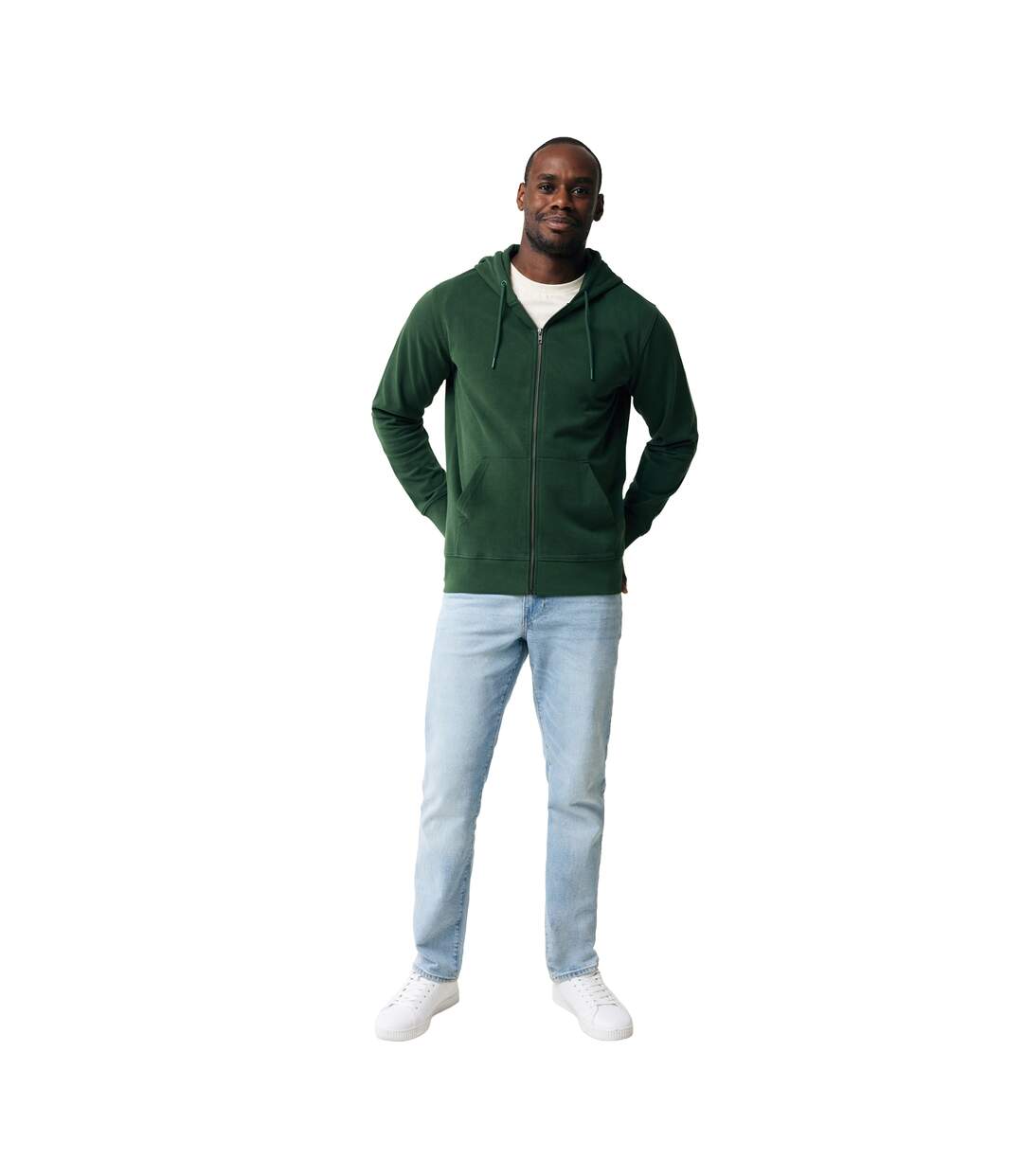 Unisex Adult Abisko Recycled Cotton Full Zip Hoodie Forest Green Iqoniq-1