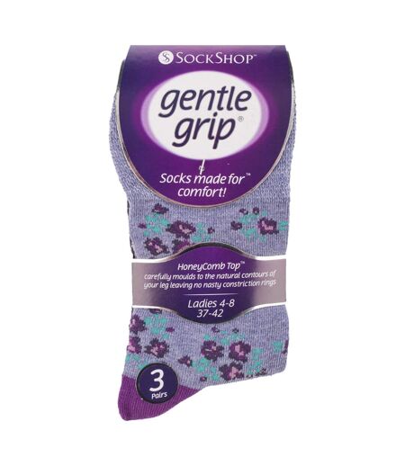 3 Pairs Ladies Cotton Rich Everyday Socks Gentle Grip Soft Top Comfort Socks