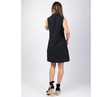 Robe courte col tailleur CELINE unie noire Coton Du Monde
