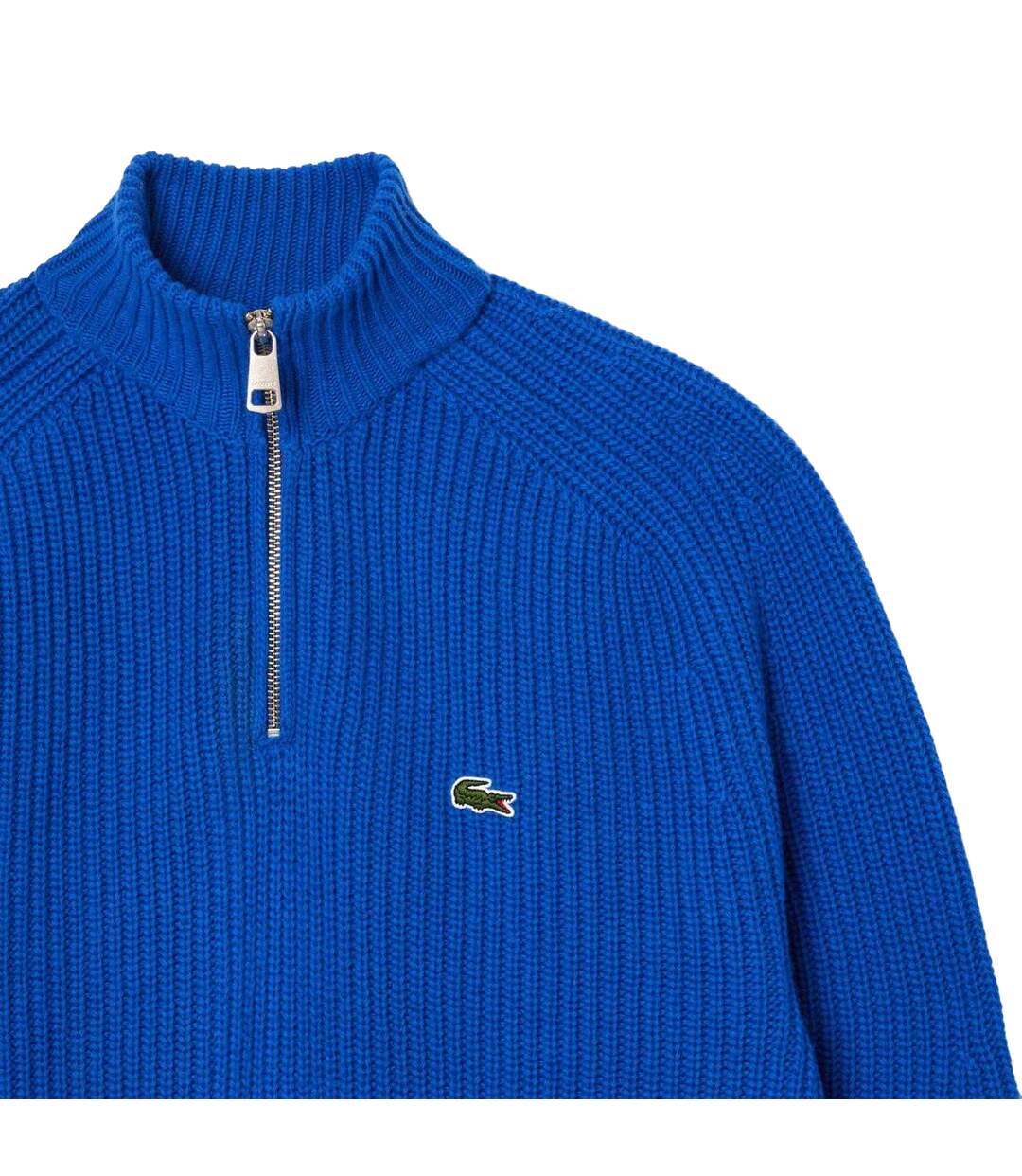 Mens Zipper Carded Wool High-neck Jumper Blue Lacoste-4