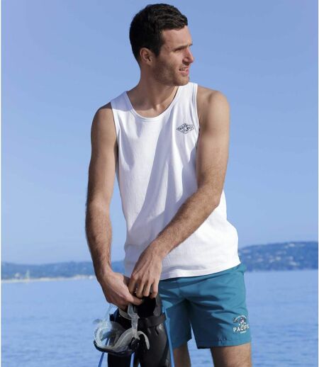 Pack of 2 Men's Microfibre Beach Shorts - Turquoise Grey