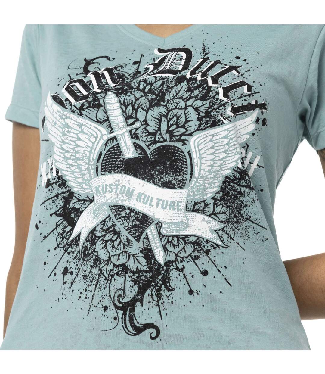 T-shirt en col V manches courtes femme Epee Coeur Vondutch-2