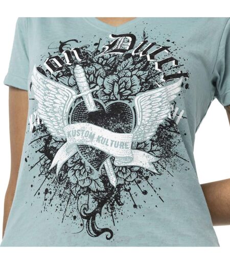 T-shirt en col V manches courtes femme Epee Coeur Vondutch