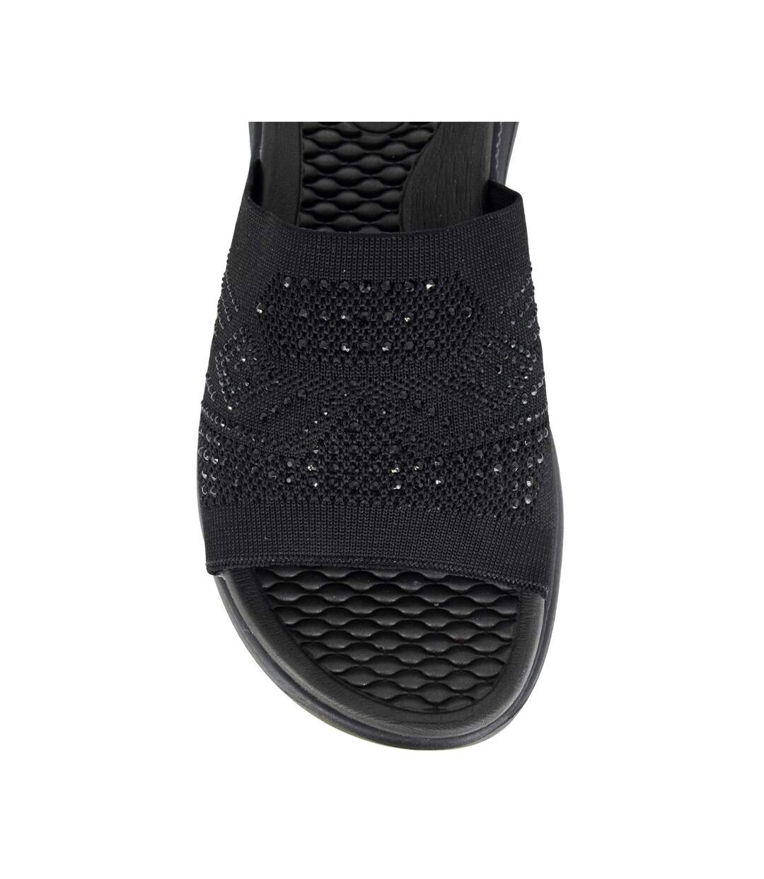 Womens/ladies Eliana Diamante Sliders Black Cipriata-3