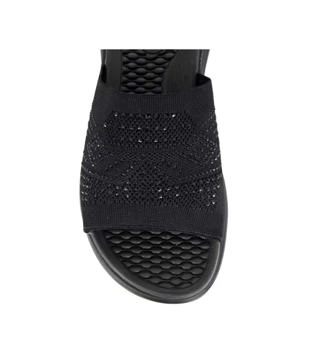 Womens/ladies Eliana Diamante Sliders Black Cipriata