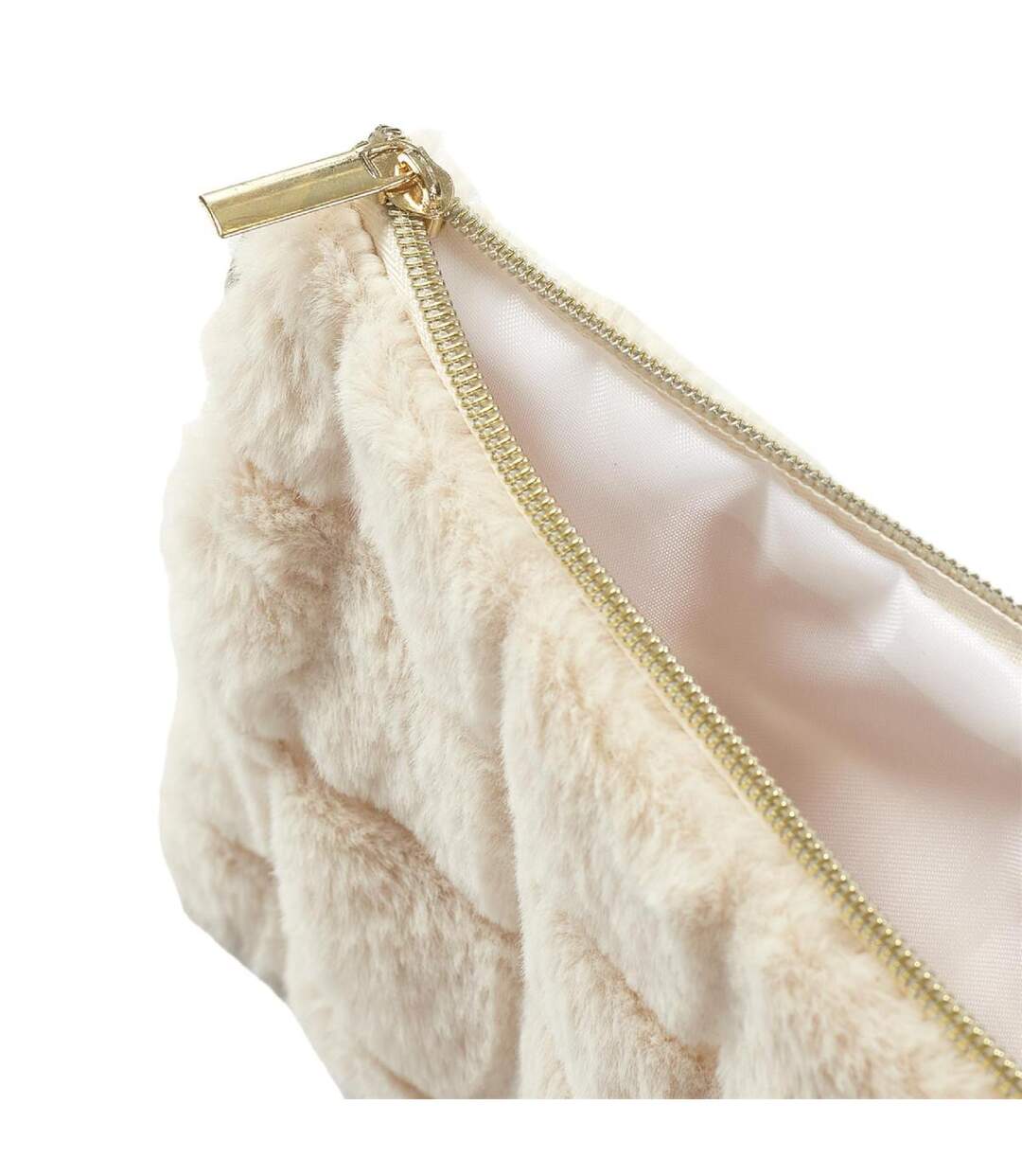 Pochette Imitation Fourrure Fluffy 23cm Crème-2