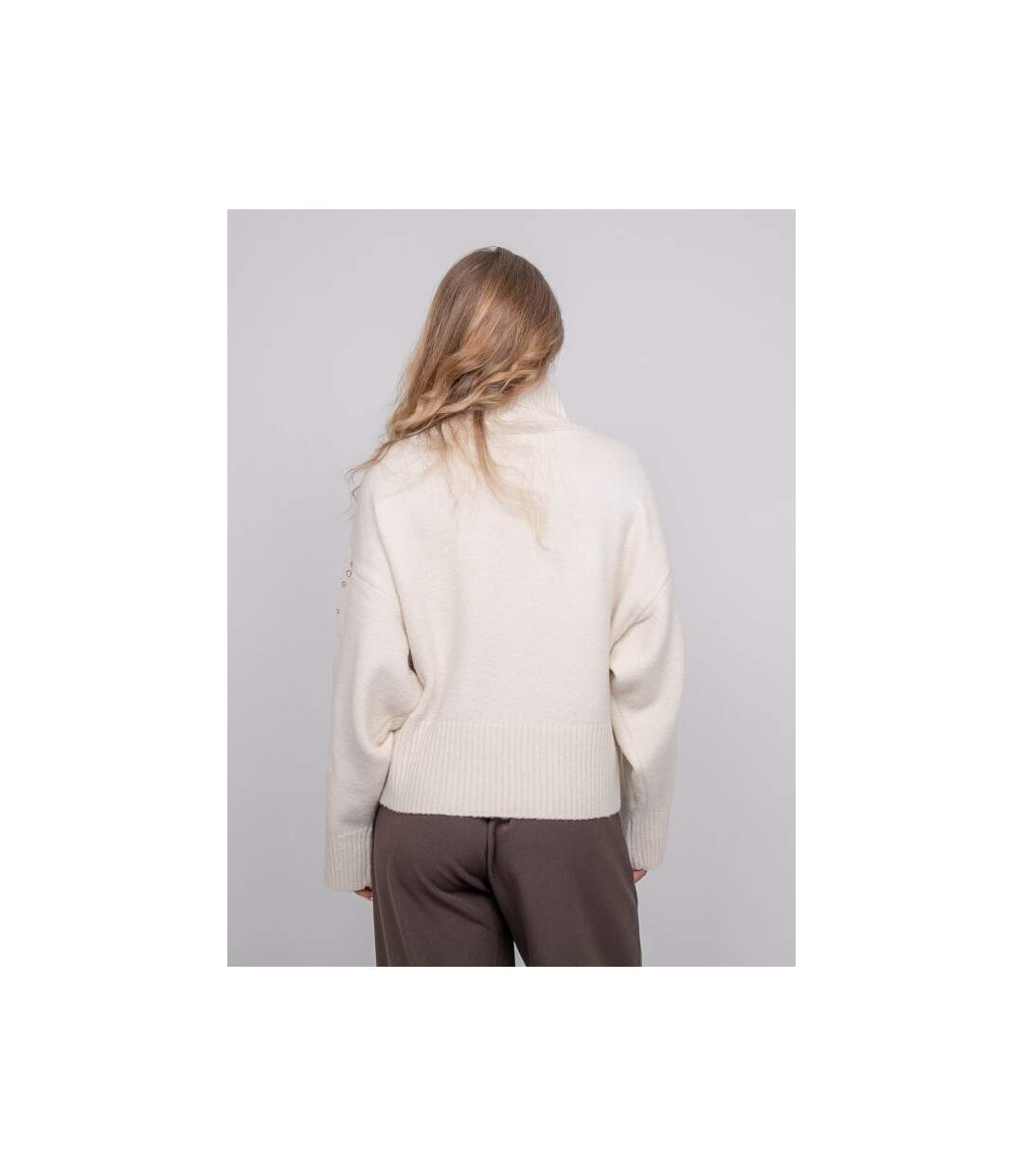 Pull maille col montant orné de strass KOBILIE - Dona X Lisa-2