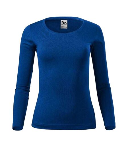 T-shirt Manches Longues Motif/style Uni Femme Bleu Roi Malfini