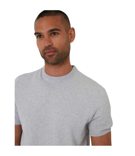 Mens Crew Neck Regular T-shirt Light Grey Marl Threadbare